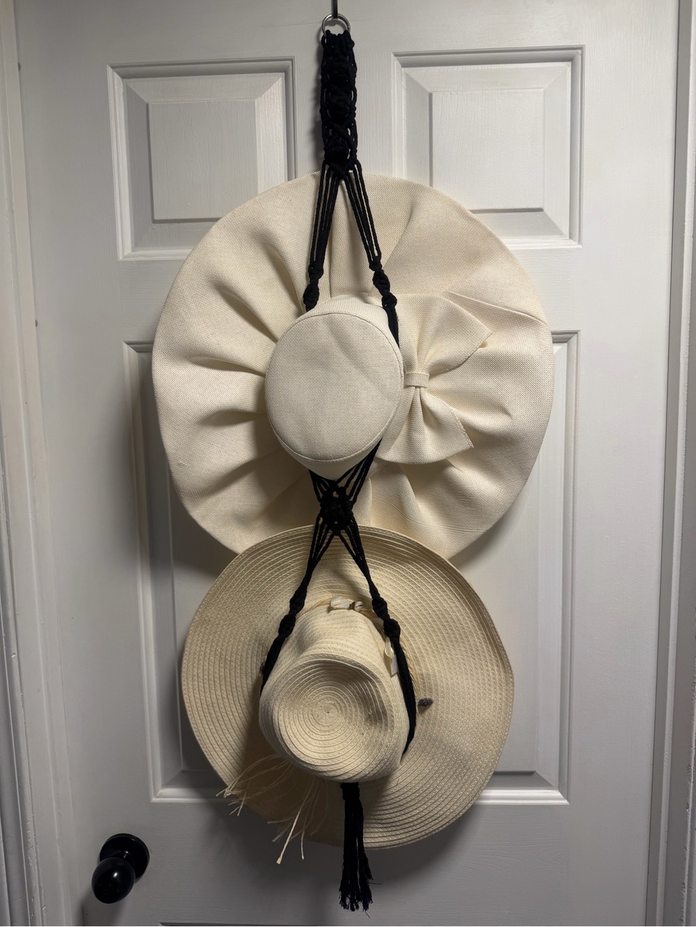 Double macrame hat holder